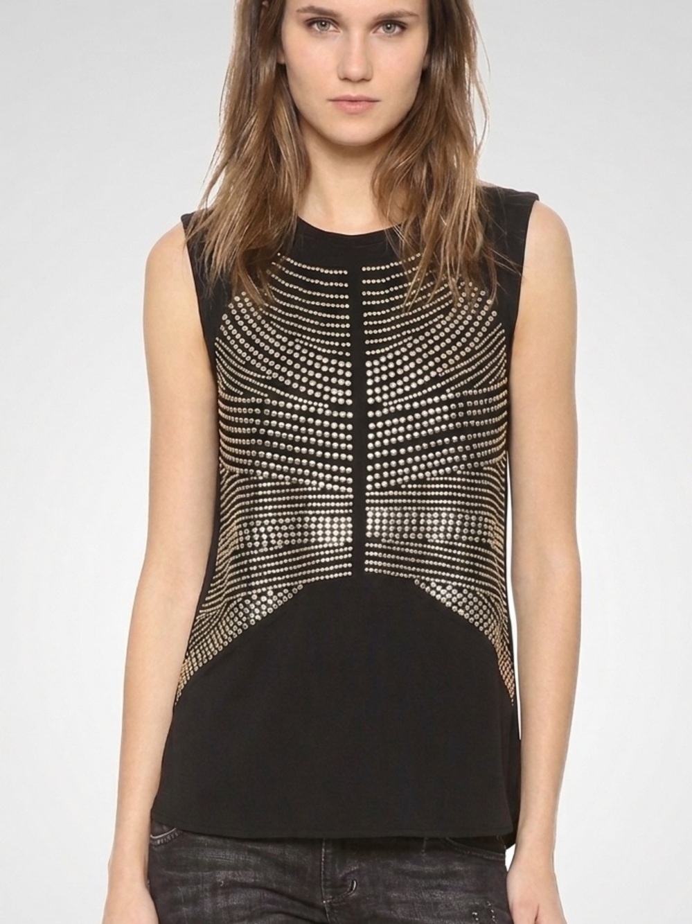 A.L.C. Silver Studded Silk Tank – Black – XS – NWT